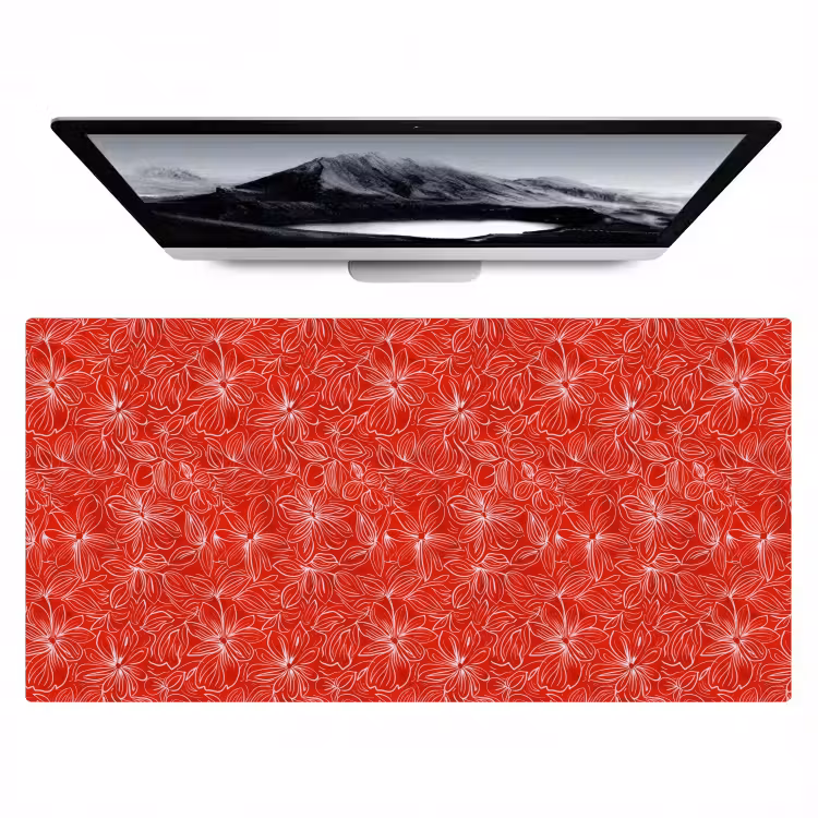 Bureau onderlegger - Bloemen - Patroon - Rood — 1