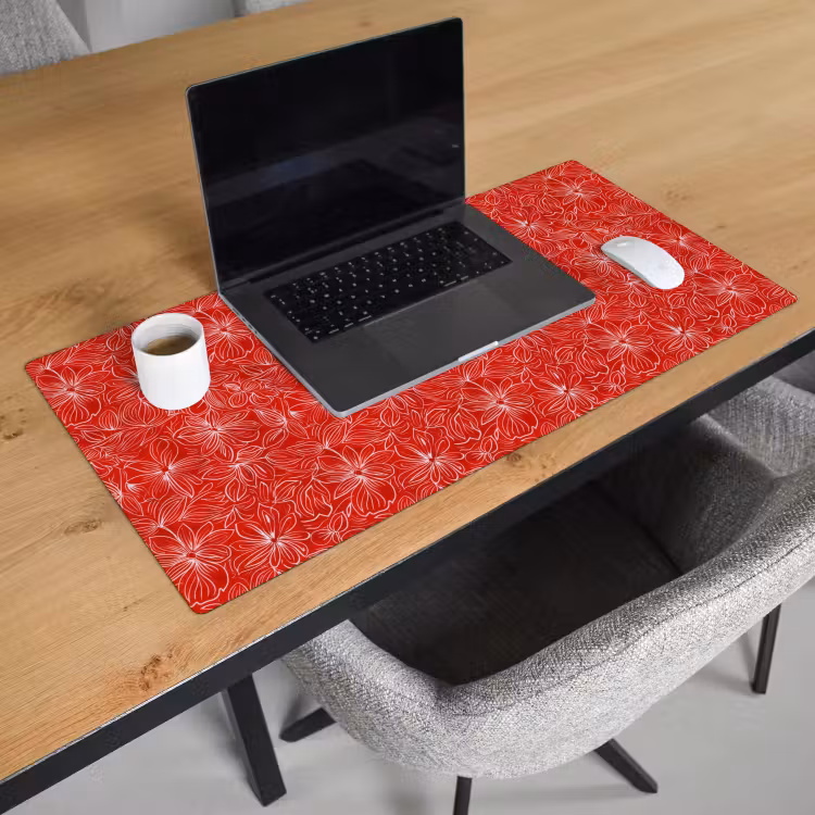 Bureau onderlegger - Bloemen - Patroon - Rood — 3