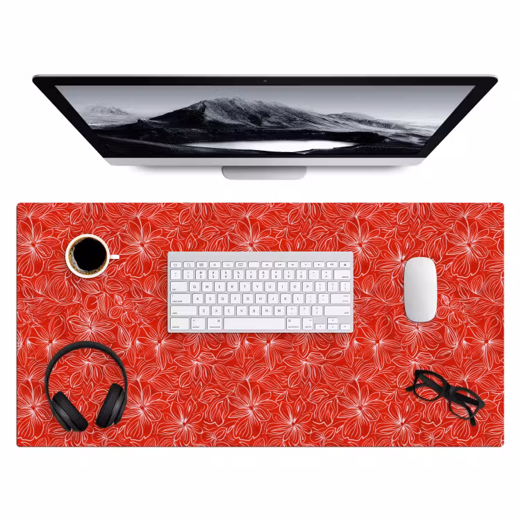 Bureau onderlegger - Bloemen - Patroon - Rood — 4