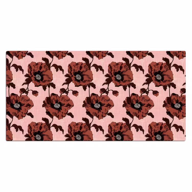 Bureau onderlegger - Bloemen - Retro - Rood — 2