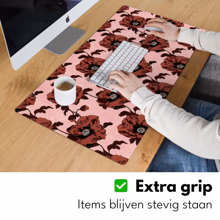 Bureau onderlegger - Bloemen - Retro - Rood — 6