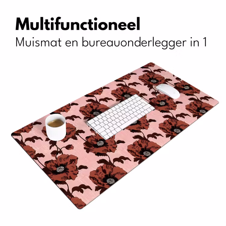 Bureau onderlegger - Bloemen - Retro - Rood — 7