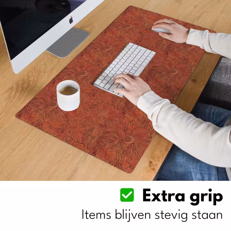 Bureau onderlegger - Oosters - Bloemen - Terracotta — 6