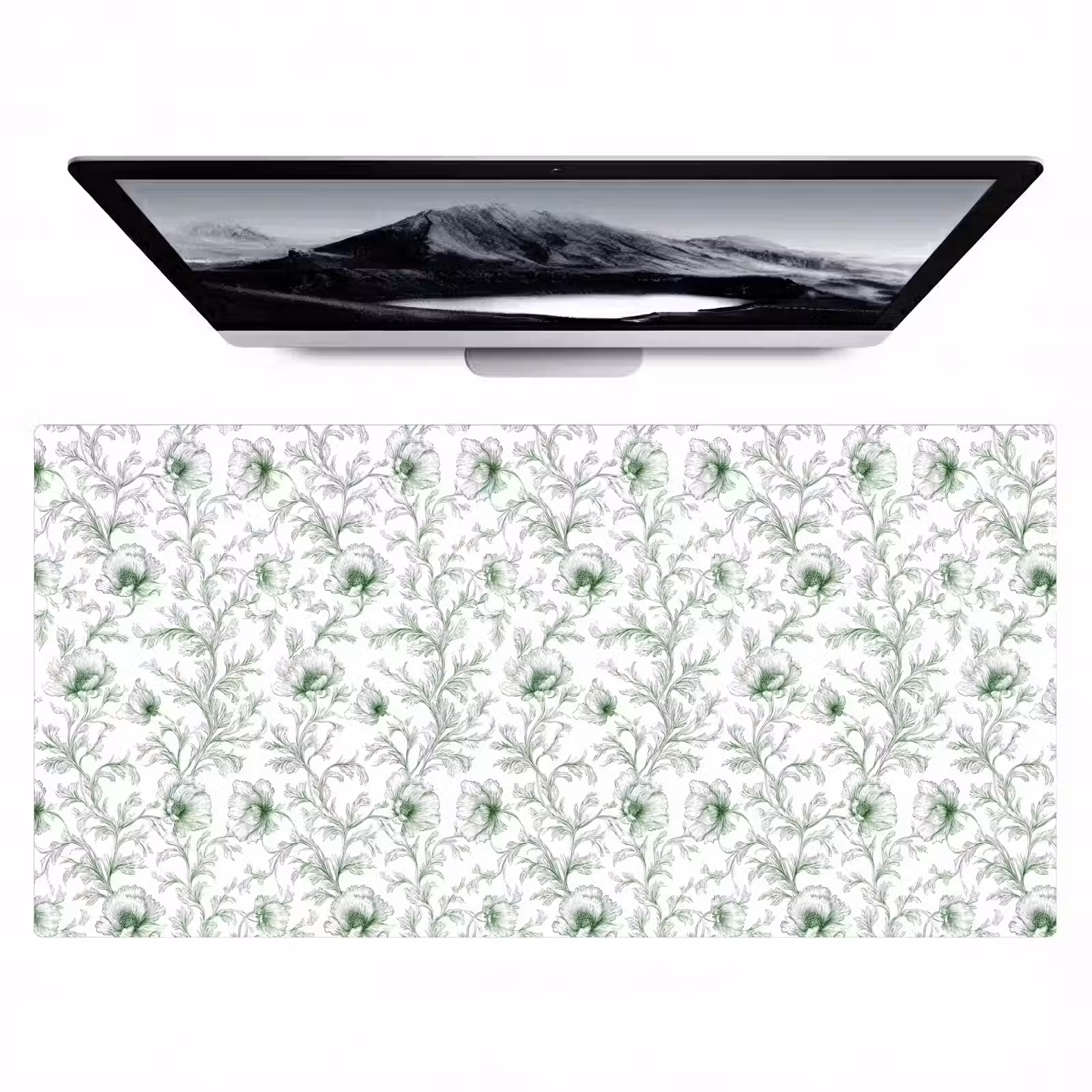 Bureau onderlegger - Bloemen - Getekend - Groen — 1