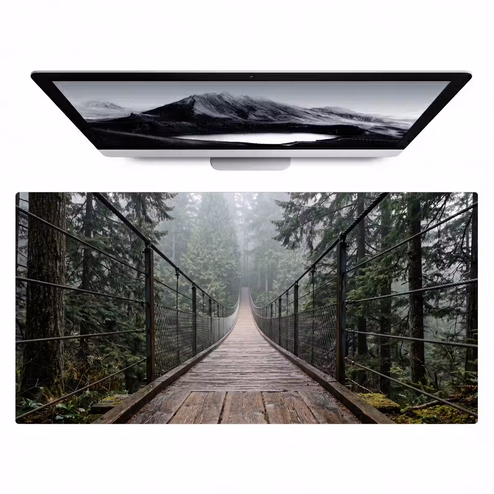 Bureau onderlegger - Brug - Bos - Mist - Natuur — 1