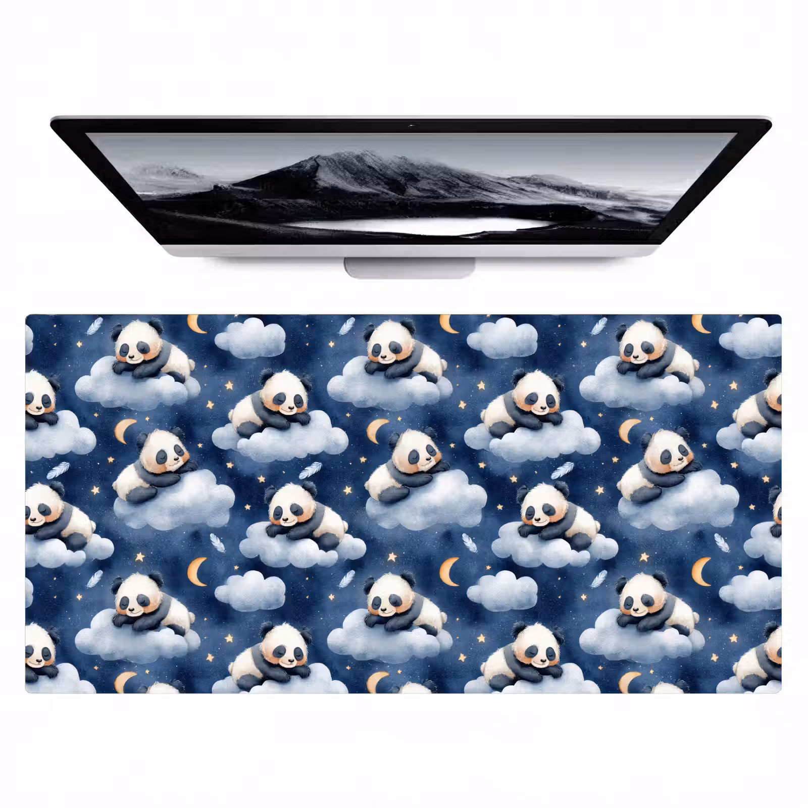 Bureau onderlegger - Panda's - Slapen - Blauw — 1