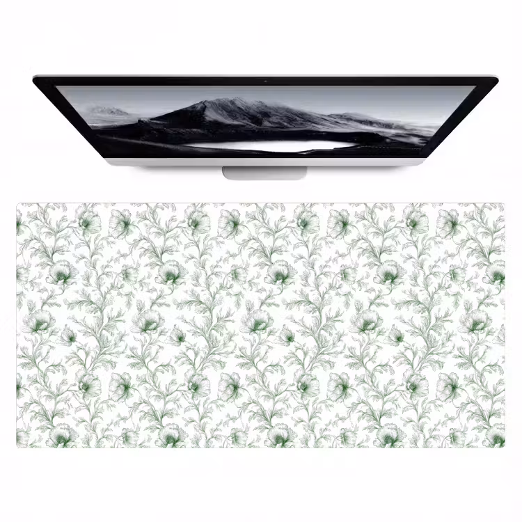 Bureau onderlegger - Bloemen - Getekend - Groen — 1