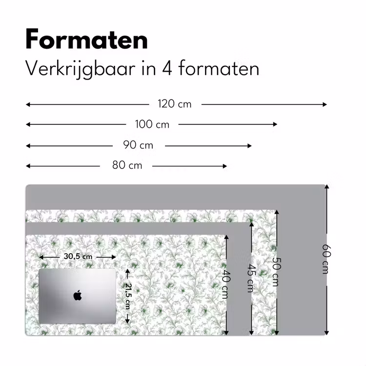 Bureau onderlegger - Bloemen - Getekend - Groen — 8
