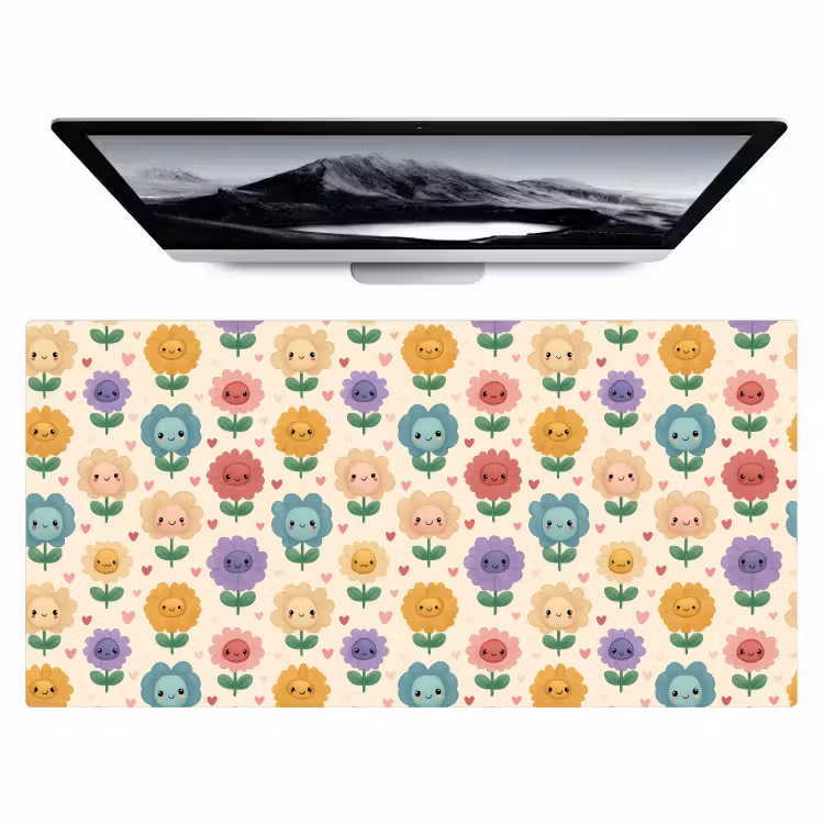 Bureau onderlegger - Bloemen - Hartjes - Kleurrijk — 1