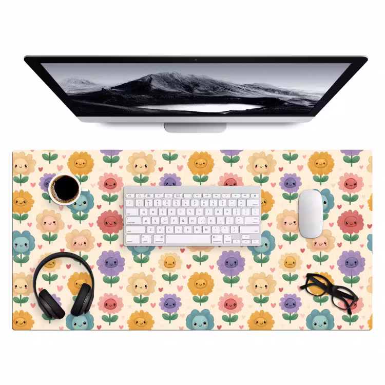 Bureau onderlegger - Bloemen - Hartjes - Kleurrijk — 4