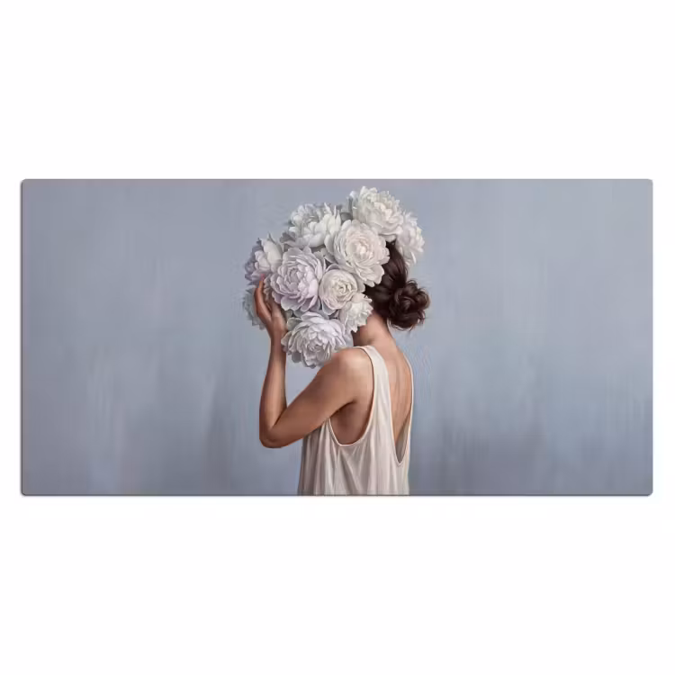 Bureau onderlegger - Bloemen - Vrouw - Wit — 2