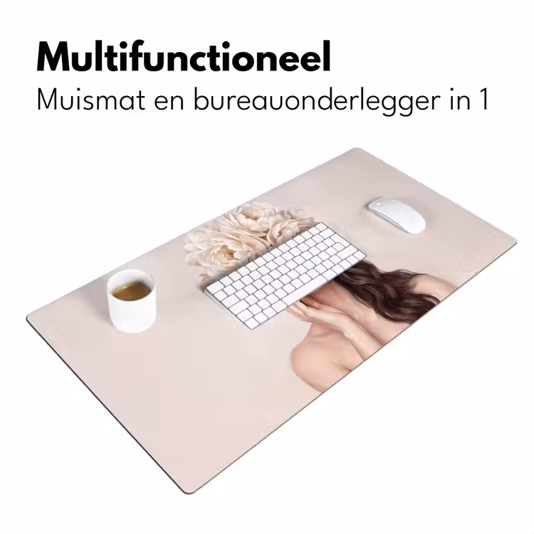 Bureau onderlegger - Gezicht - Pioenrozen - Crème — 7
