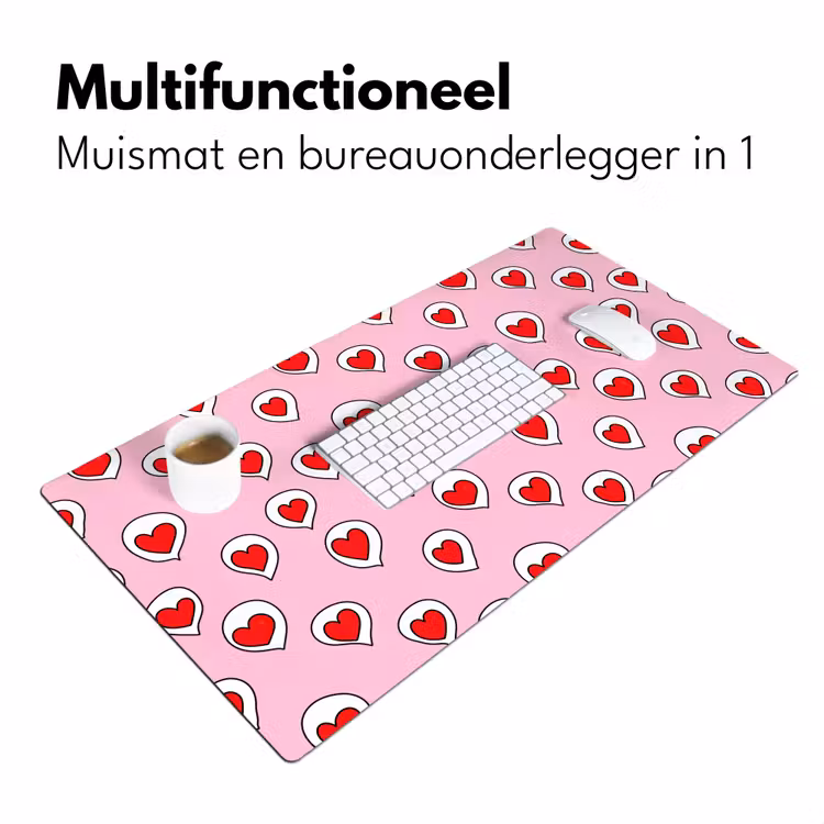 Bureau onderlegger - Hartjes - Patroon - Rood — 7