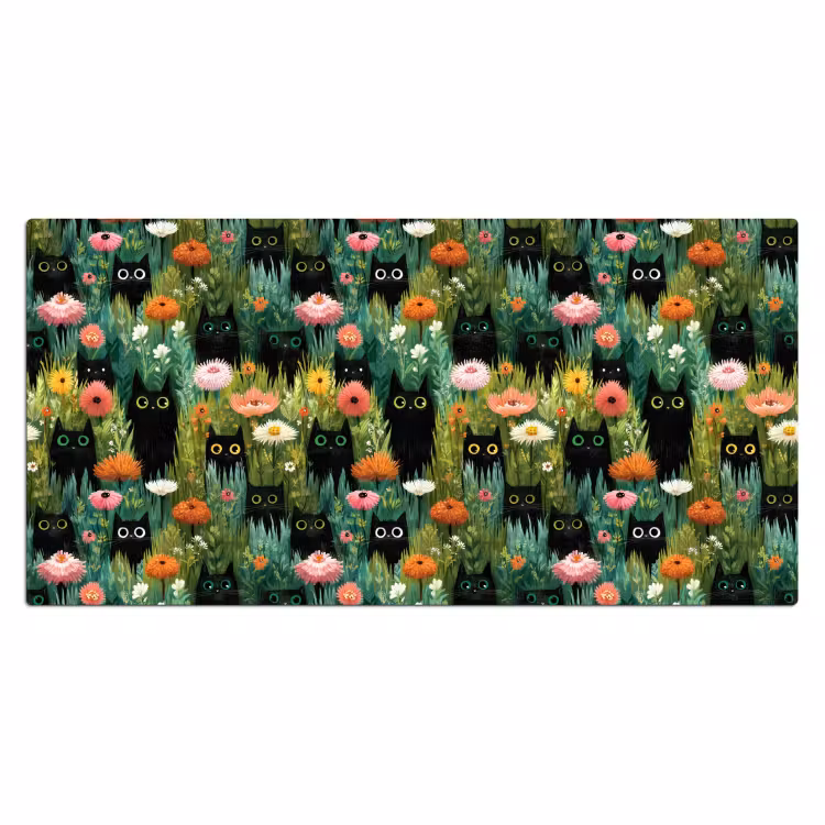 Bureau onderlegger - Katten - Bloemen - Kleurrijk — 2