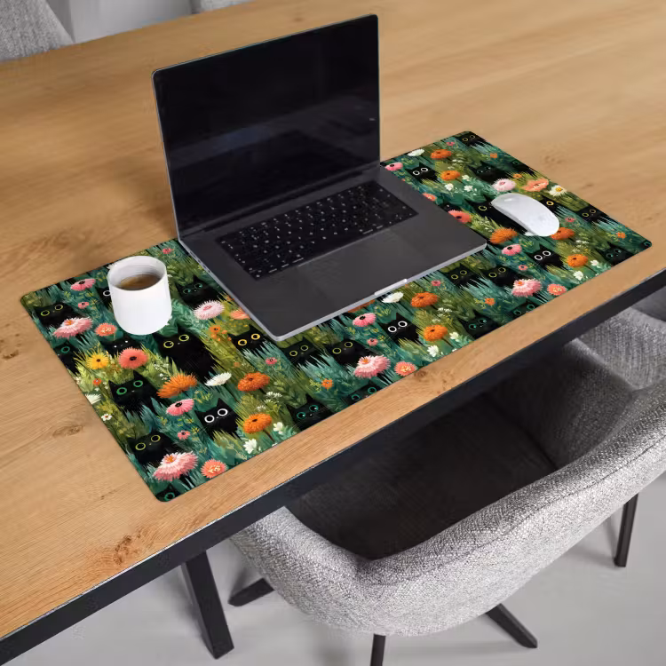 Bureau onderlegger - Katten - Bloemen - Kleurrijk — 3