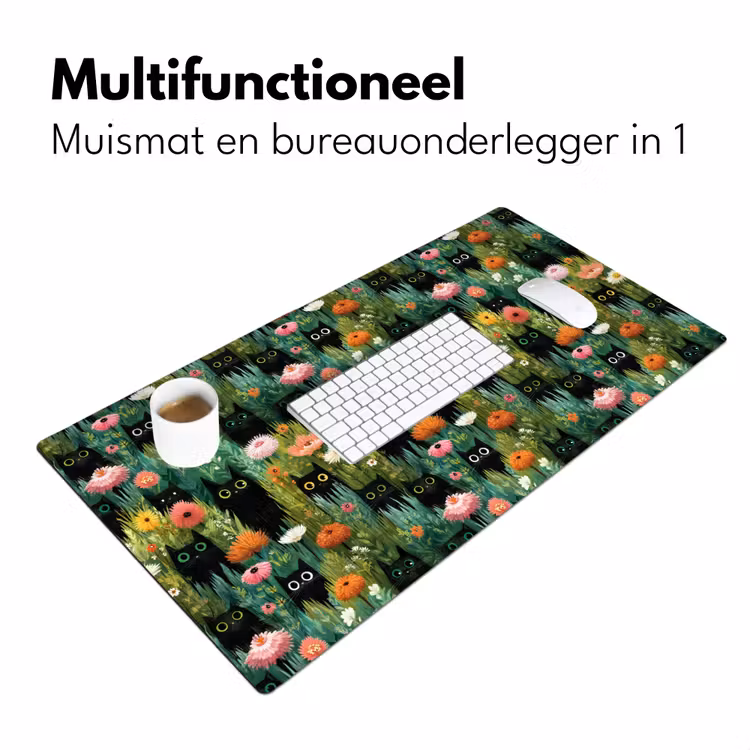 Bureau onderlegger - Katten - Bloemen - Kleurrijk — 7
