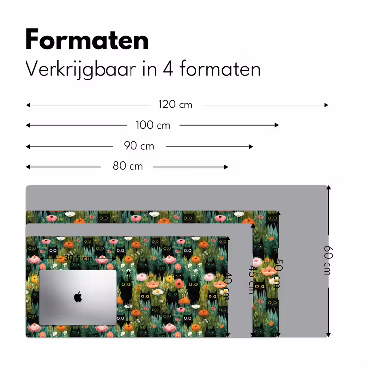 Bureau onderlegger - Katten - Bloemen - Kleurrijk — 8