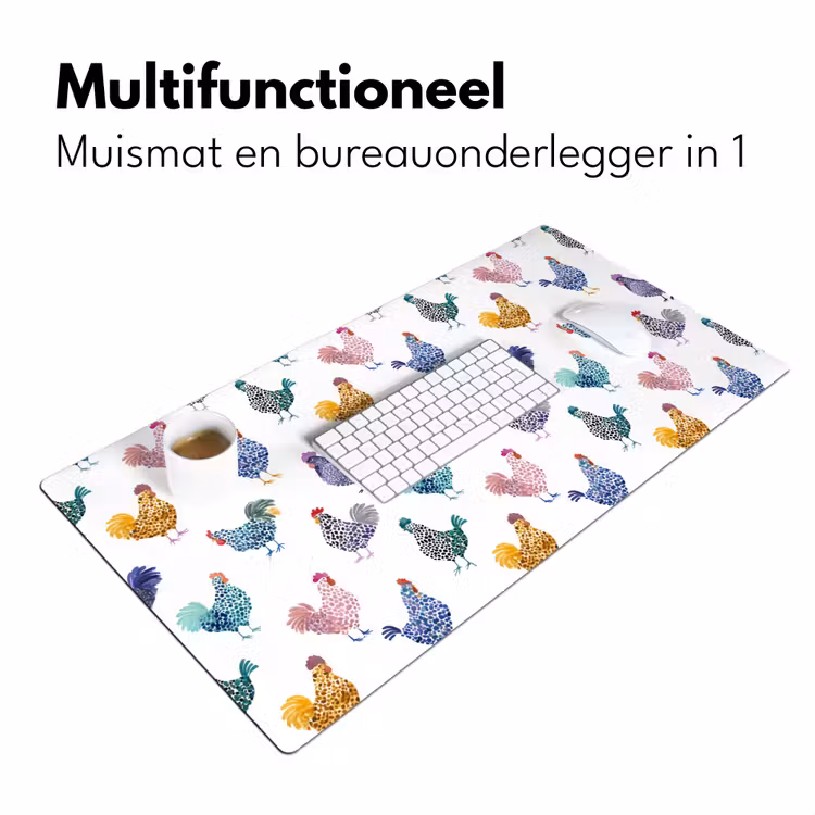 Bureau onderlegger - Kippen -Aquarel - Kleurrijk — 7