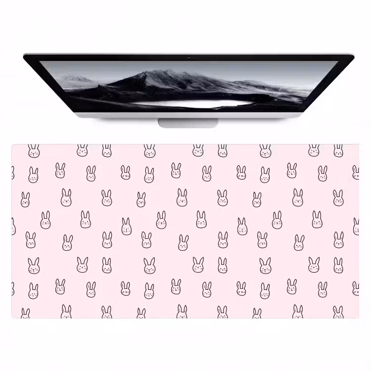 Bureau onderlegger - Konijnen - Minimalistisch - Roze — 1