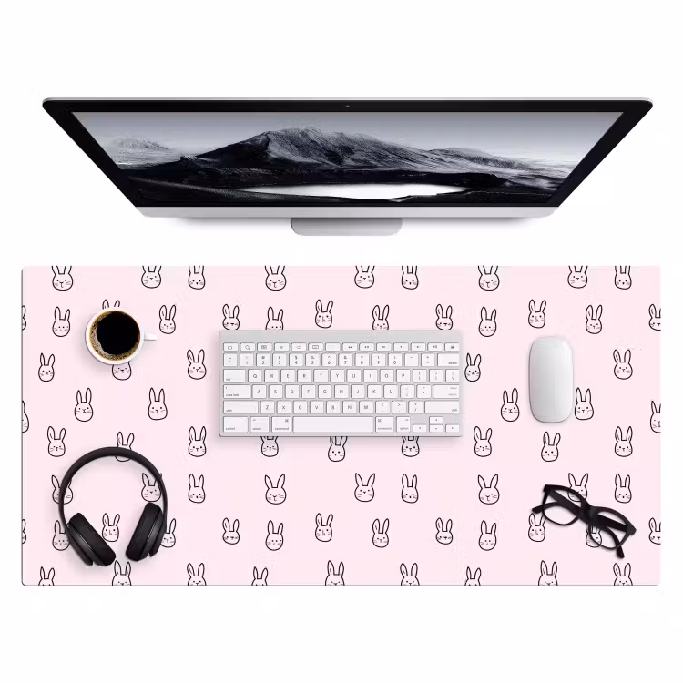 Bureau onderlegger - Konijnen - Minimalistisch - Roze — 4