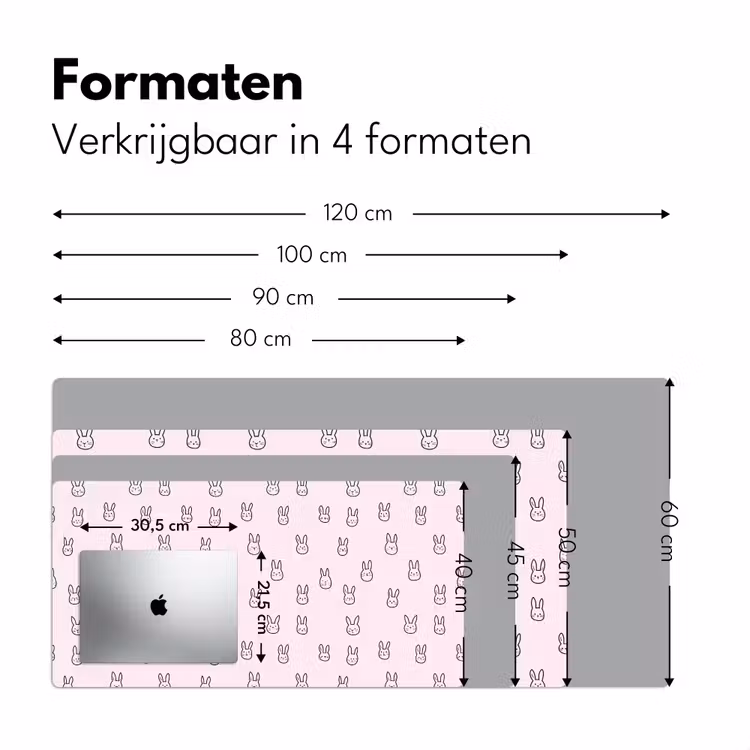 Bureau onderlegger - Konijnen - Minimalistisch - Roze — 8