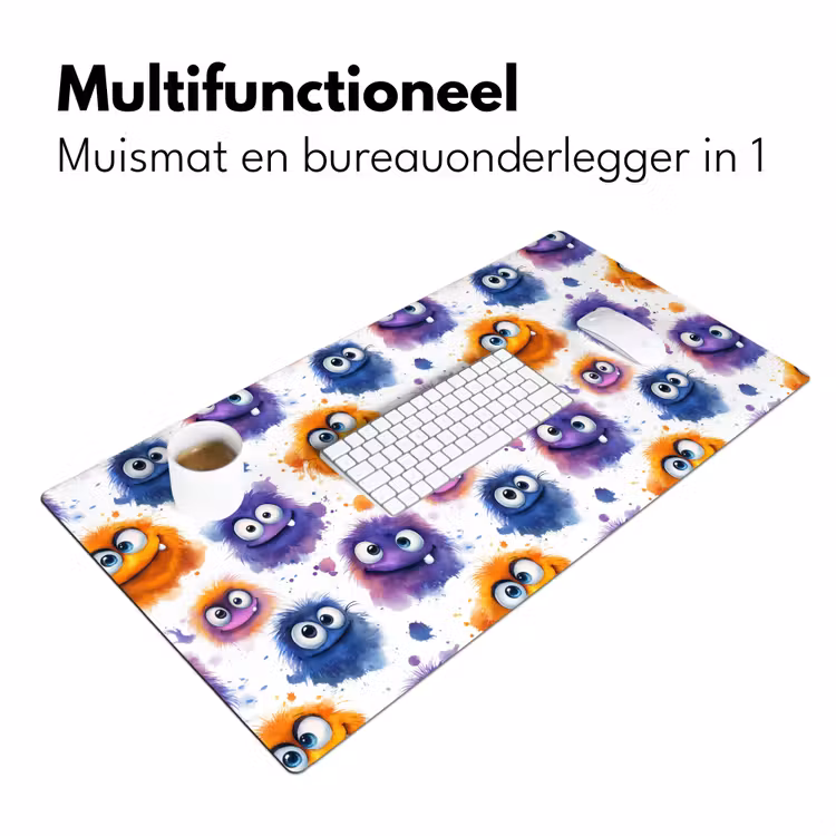 Bureau onderlegger - Monstertjes - Aquarel - Kleurrijk — 7