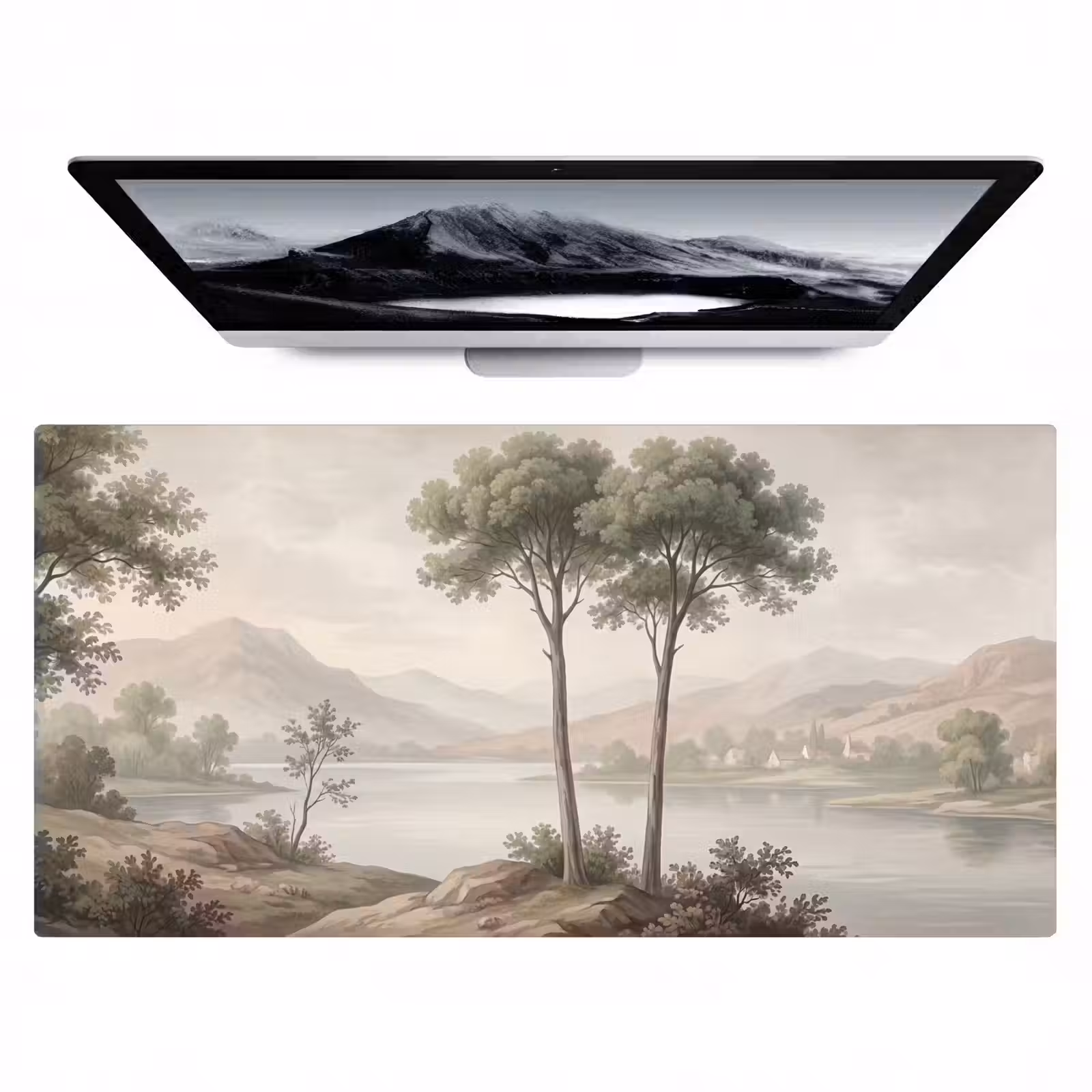 Bureau onderlegger - Bomen - Meer - Bergen - Illustratie — 1