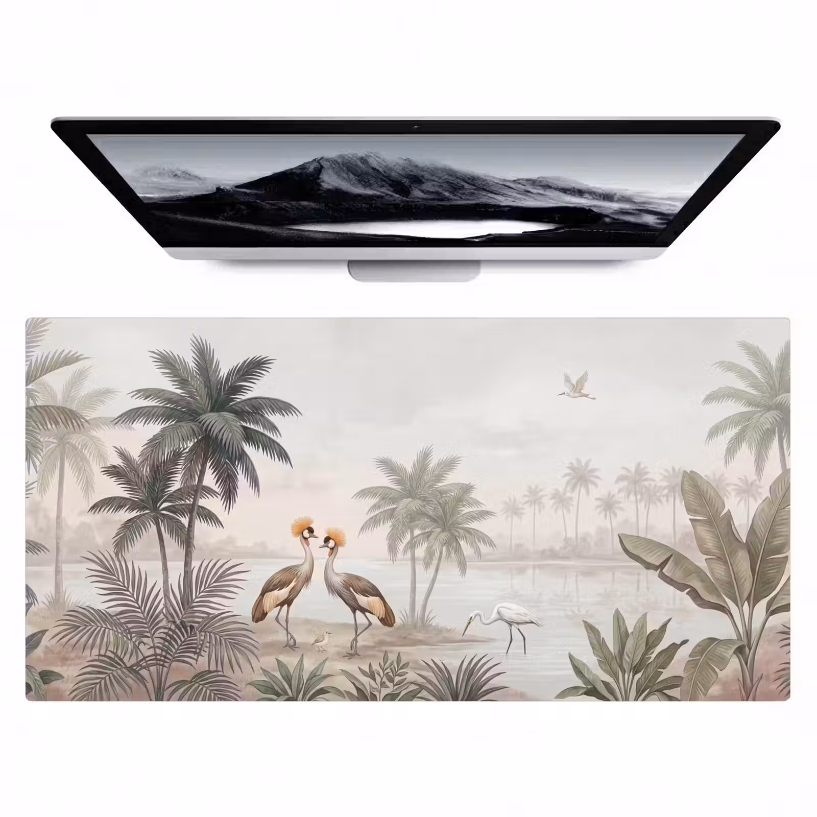 Bureau onderlegger - Kraanvogels - Palmbomen - Tropisch — 1