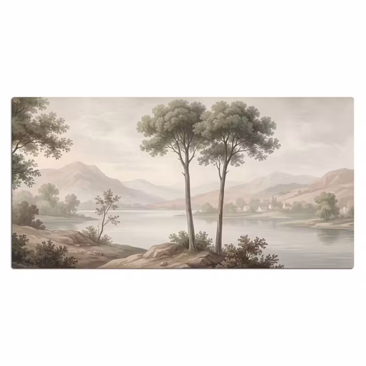 Bureau onderlegger - Bomen - Meer - Bergen - Illustratie — 2