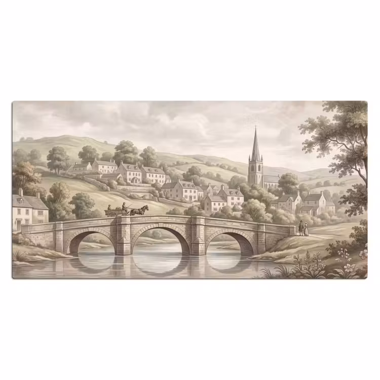 Bureau onderlegger - Dorp - Brug - Uitzicht - Groen — 2
