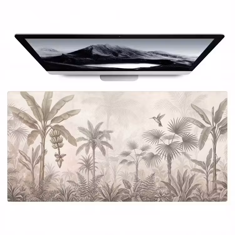 Bureau onderlegger - Jungle - Banenboom - Kolibrie - Beige — 1