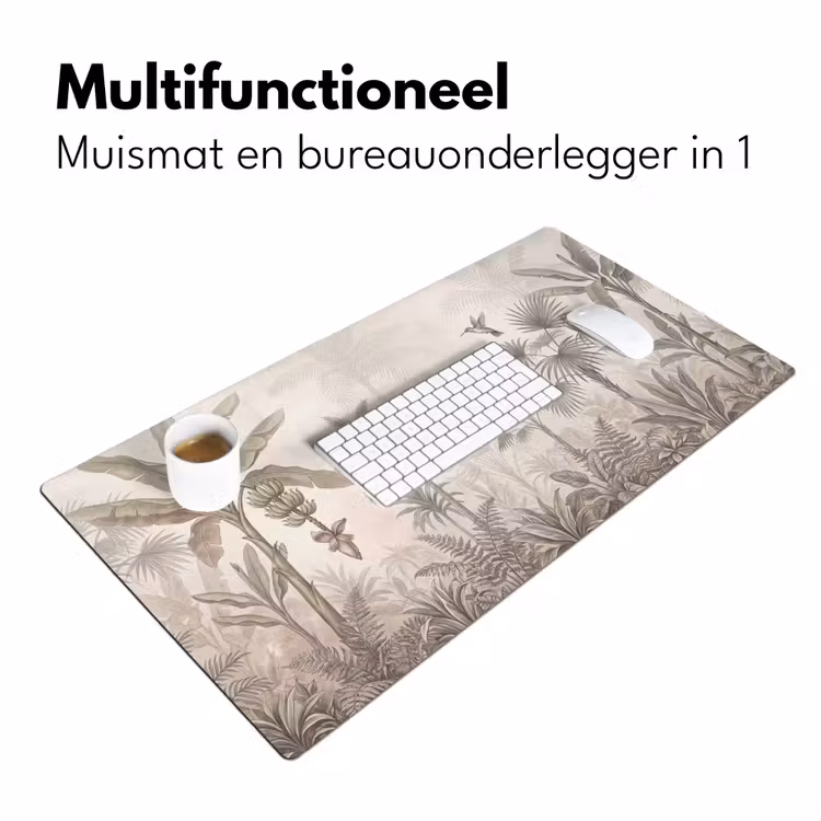 Bureau onderlegger - Jungle - Banenboom - Kolibrie - Beige — 7