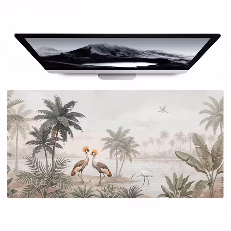 Bureau onderlegger - Kraanvogels - Palmbomen - Tropisch — 1