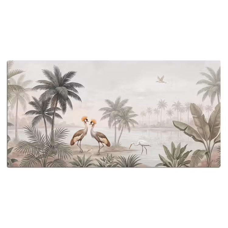 Bureau onderlegger - Kraanvogels - Palmbomen - Tropisch — 2