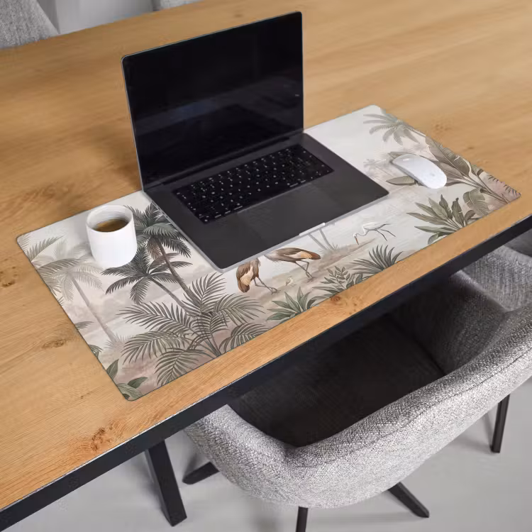Bureau onderlegger - Kraanvogels - Palmbomen - Tropisch — 3
