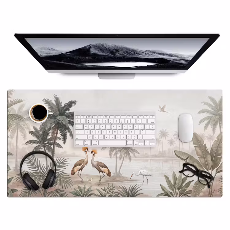 Bureau onderlegger - Kraanvogels - Palmbomen - Tropisch — 4