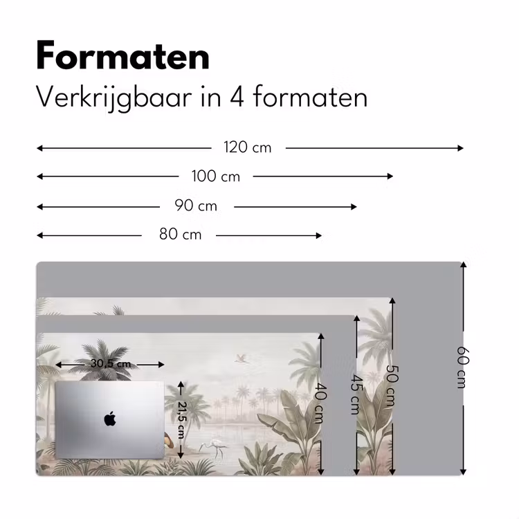 Bureau onderlegger - Kraanvogels - Palmbomen - Tropisch — 8