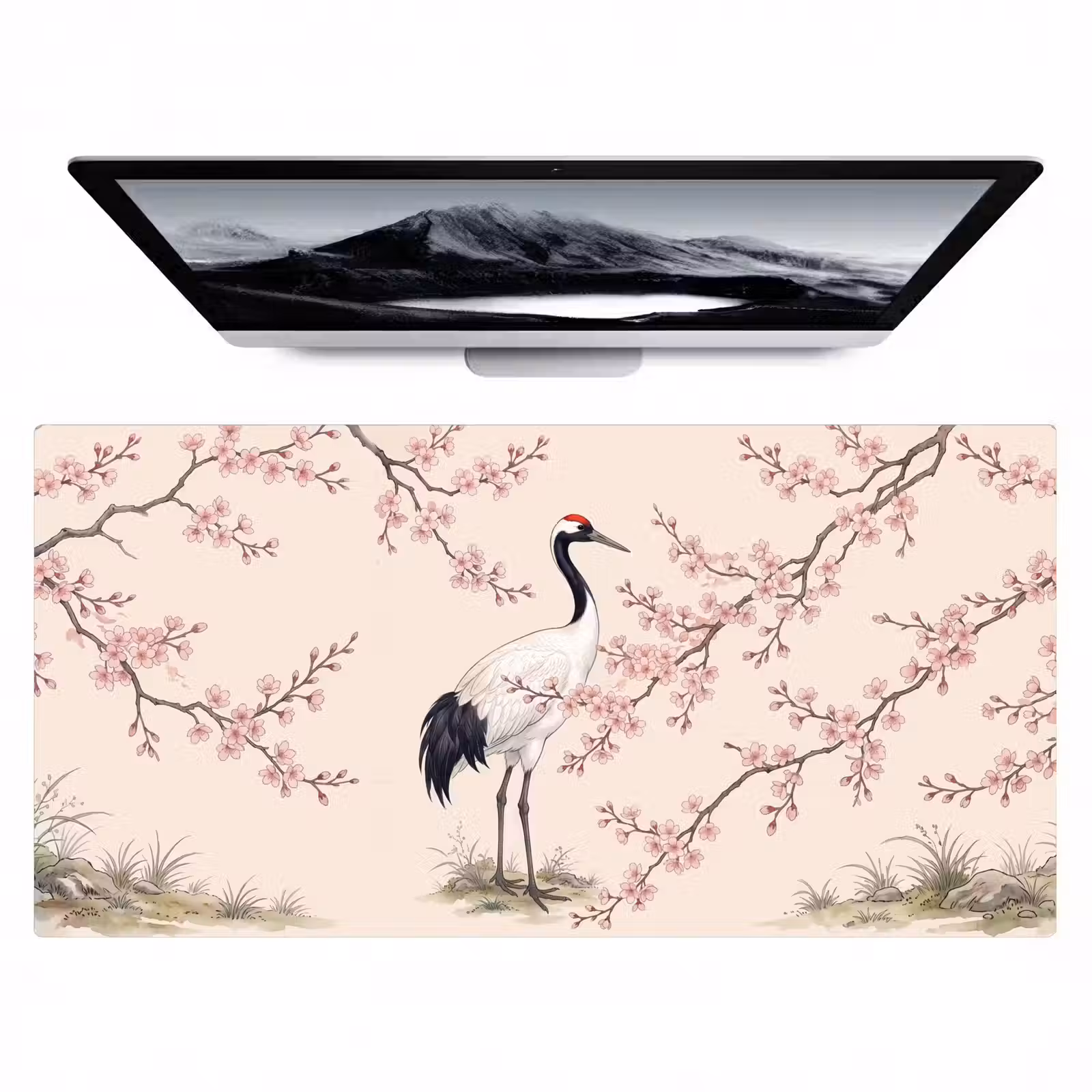 Bureau onderlegger - Aziatisch - Kraanvogel - Beige — 1