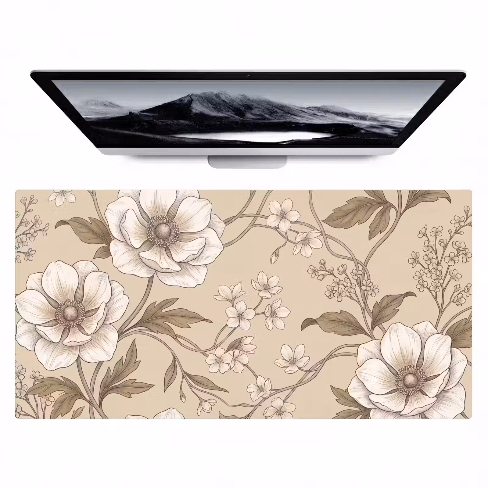 Bureau onderlegger - Bloemen - Patroon - Beige — 1