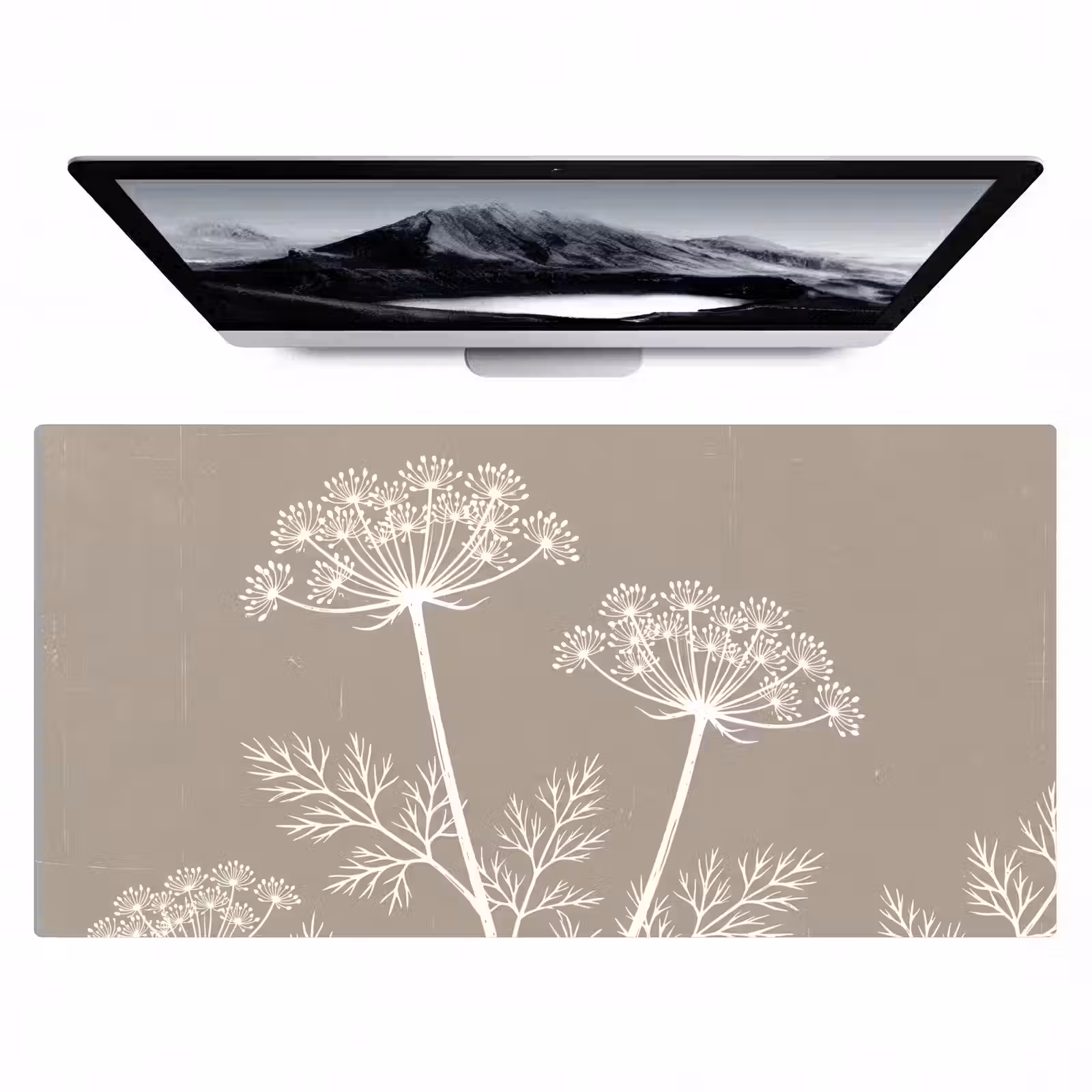 Bureau onderlegger - Grafisch - Fluitenkruid - Taupe — 1
