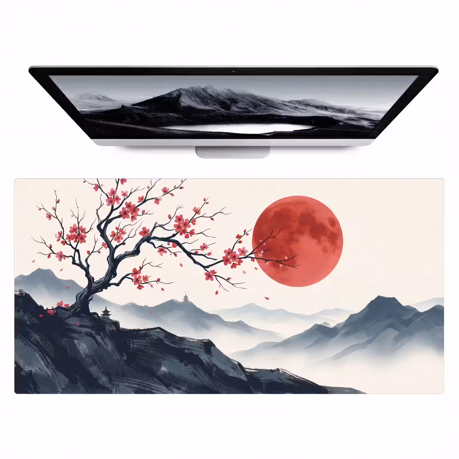 Bureau onderlegger - Kersenbloesem - Oosters - Rood — 1