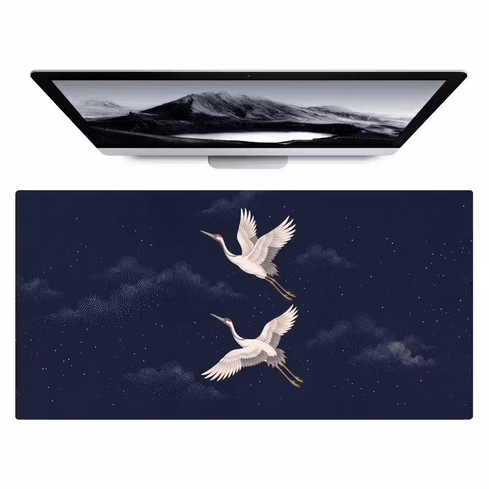 Bureau onderlegger - Kraanvogels - Nachthemel - Blauw — 1