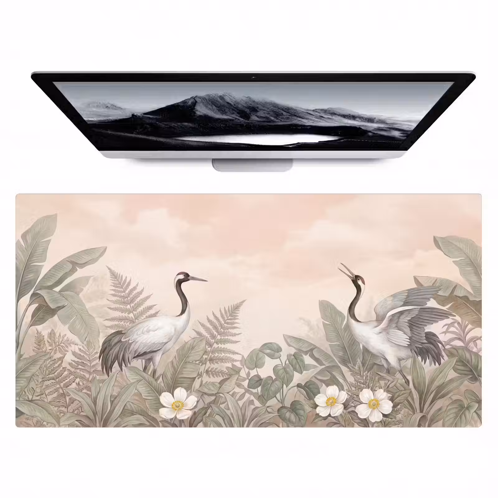 Bureau onderlegger - Kraanvogels - Natuur - Roze — 1