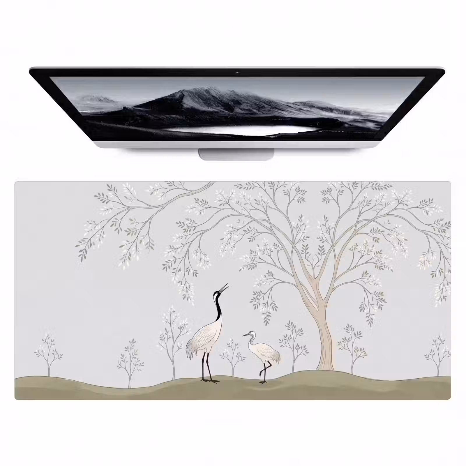 Bureau onderlegger - Minimalistisch - Kraanvogels - Blauw — 1