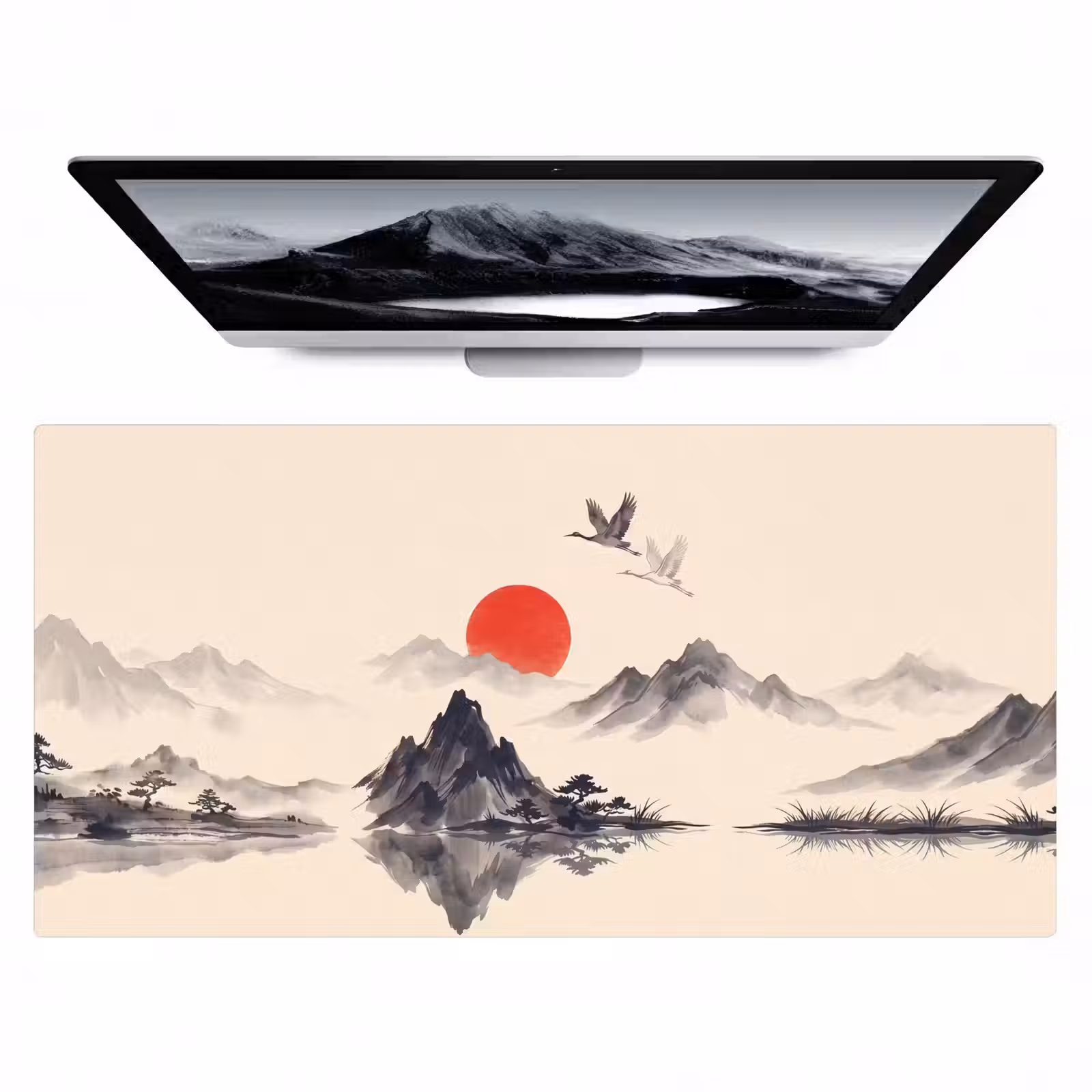 Bureau onderlegger - Oosters - Kraanvogels - Landschap — 1