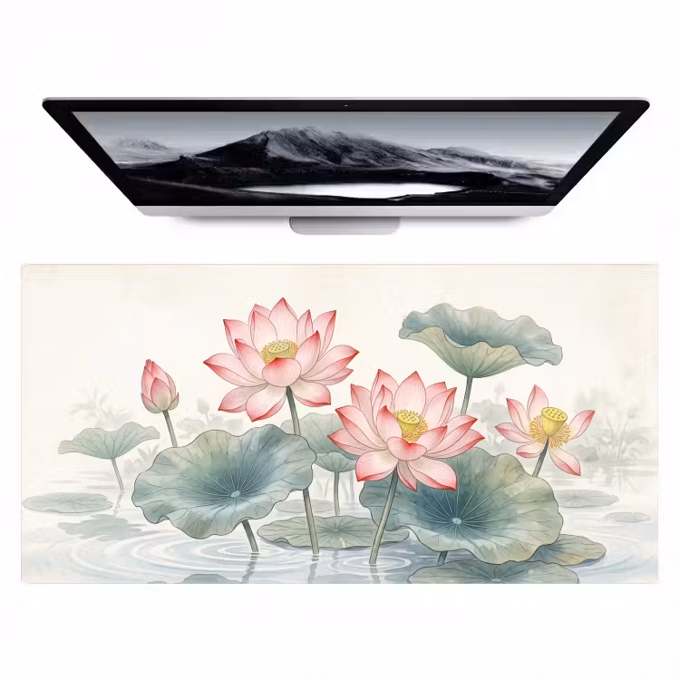 Bureau onderlegger - Aquarel - Lotusbloemen - Kleurrijk — 1