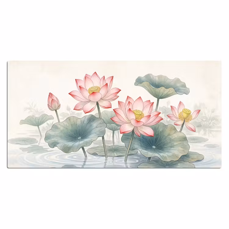 Bureau onderlegger - Aquarel - Lotusbloemen - Kleurrijk — 2