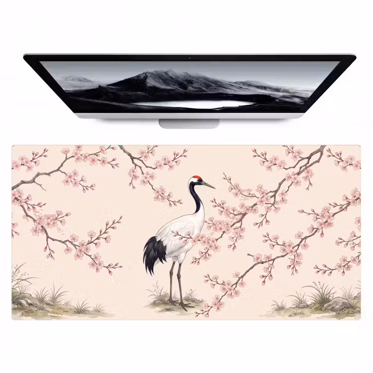 Bureau onderlegger - Aziatisch - Kraanvogel - Beige — 1