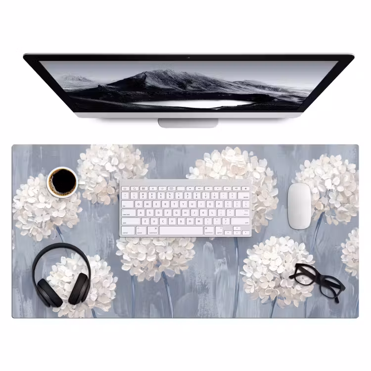 Bureau onderlegger - Bloemen - Illustratie - Blauw — 4