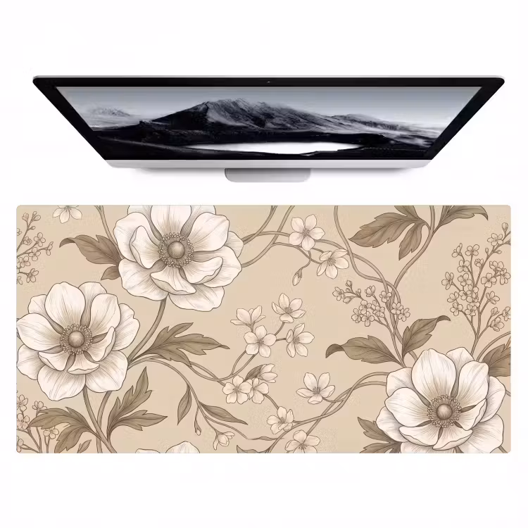 Bureau onderlegger - Bloemen - Patroon - Beige — 1